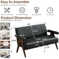 thumbnail image 2 of LAZZO 50" Mid-Century Modern Black Leather Sofa, Small Comfy Wooden Couch for Living Room, Bedroom, Office & Waiting Room, 2 of 6