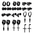 thumbnail image 1 of Pendientes De Hombre/mujer Pendientes De Acero Inoxidable NEGRO, 1 of 5