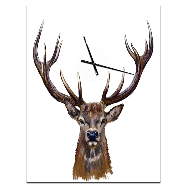 DesignArt Horloge Murale Grande Illustration Tête de Cerf
