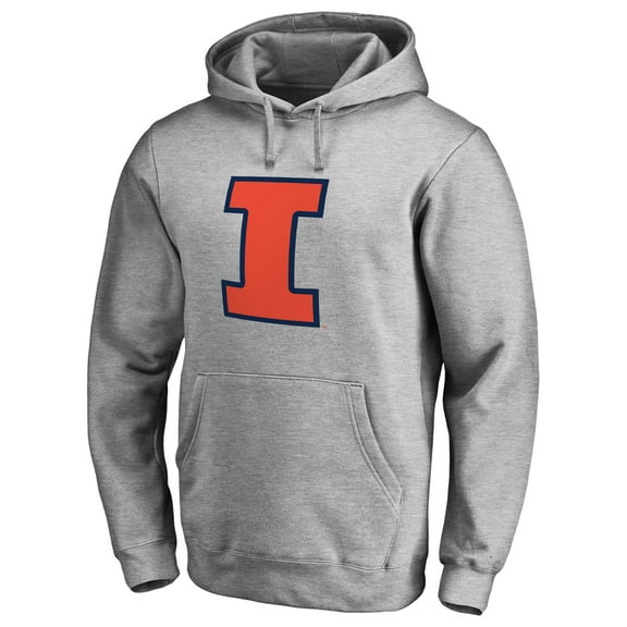 Men's Ash Illinois Fighting Illini Primary Team Logo Pullover Hoodie