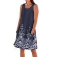 thumbnail image 2 of Drovellove Floral Print Mini Shift Summer Dresses for Women Sleeveless Hem, Scoop Neck Loose A-Line Pocket Cotton Linen Casual Beach Coverup Sundress with Pockets, 2 of 5
