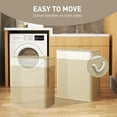 thumbnail image 5 of HOMCOM Double Laundry Basket with Lid, 26.4 Gallon Bamboo Laundry Hamper with Rope Handles, Clothes Hamper with Removable Liner for Bedroom, Natural, 5 of 9
