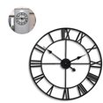 thumbnail image 3 of Large Wall Clock In Vintage Style, Round, Metal, Noiseless, Not Ticking, 3 of 4