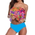 thumbnail image 3 of Womens Tankini Swimsuits Athletic Swimwear Two Piece Tummy Control Bathing Suits with Shorts Modest Detachable Shoulder Strap Tank Tops Swimming Suit, 3 of 4