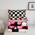thumbnail image 5 of Manfei Modern Checkered King Size Comforter Sets,Geometric Check Comforters King Size,Black White Pink,Pink Reversible,3 Pieces,1 Comforter and 2 Pillowcases,3 Pieces,1 Comforter and 2 Pillowcases, 5 of 7