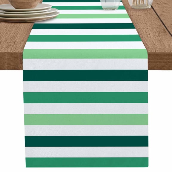 nqOlkjepod Green Ombre Grey Striped Table Runner 72 Inches Long Farmhouse Dress Scarves, Farmhouse Stripe Modern Dining Tablerunner for Coffee Table/Kitchen Island/Party Décor, 13" x 72"