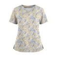 thumbnail image 1 of Ktyne Hauts de Sarrau pour Femmes Col en V Hauts de Sarrau Médicaux Manches Courtes Extensibles Tunique d'Infirmière Blouse Mode Hauts de Sarrau avec Poche Jaune m, 1 of 4