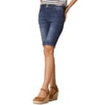 thumbnail image 4 of INSPIRE CHIC Pantalones de mezclilla cortos con puños enrollados y bolsillos para mujer M Azul, 4 of 6