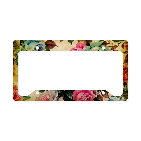 CafePress - Bag Antique Floral License Plate Holder - Aluminum License Plate Frame, License Tag Holder