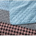 thumbnail image 4 of Chezmoi Collection 3-Piece Cotton Patchwork Quilt Set, Solid Plaid Multi Striped Lightweight Reversible Bedspread Set Queen Size, 4 of 7