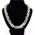 thumbnail image 2 of HOOUN 12mm 24'' Silver 245g Stainless Steel Men's Huge Byzantine Link-chain Necklace, 2 of 5