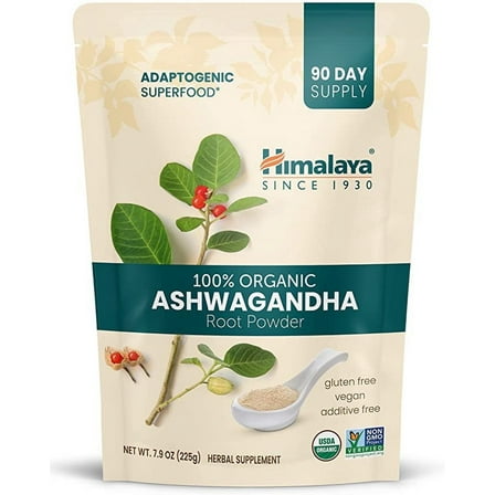 Himalaya Organic Ashwagandha Powder for Stress and Energy, Authentic Unsweetened Ashwagandha Flavor, 7.9 oz