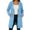 Blue, variant on Women's Plain Hooded Zip Sweat Coats, Rib Cuff Long Sleeve Drawstring Waist Mid Length Knit Outerwear, Side Pockets for Women's Fall Winter Coat, Women's Gray, Sizes S-2XL