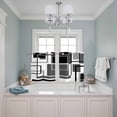 thumbnail image 3 of 2 Panels Kitchen Tier Curtains 39 Inch Length, Black Grey Geometric Grommets Window Treatment Curtain, Gray Abstract Striped Art Thermal Curtains Drapes for Living Room/Bathroom, 3 of 9