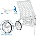 thumbnail image 6 of VINGLI Cast Aluminum Outdoor Chaise Lounge Chair with Wheels, Tanning Chair with 3-Position Adjustable Backrest, Patio Chaise Lounge Reclining Chair Poolside Lounge Chair (White, Without Cushion), 6 of 7