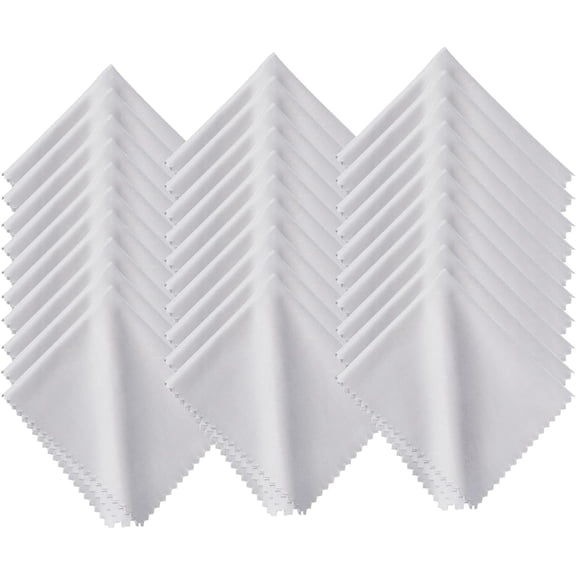 Microfiber Cleaning Cloth, 30 Pack - Heavyweight Lint-Free Streak & Scratch-Free Cloths for Eyeglasses, Glasses, Screens, Camera Lens - 7x6 Inch Premium White, Bulk, Reusable