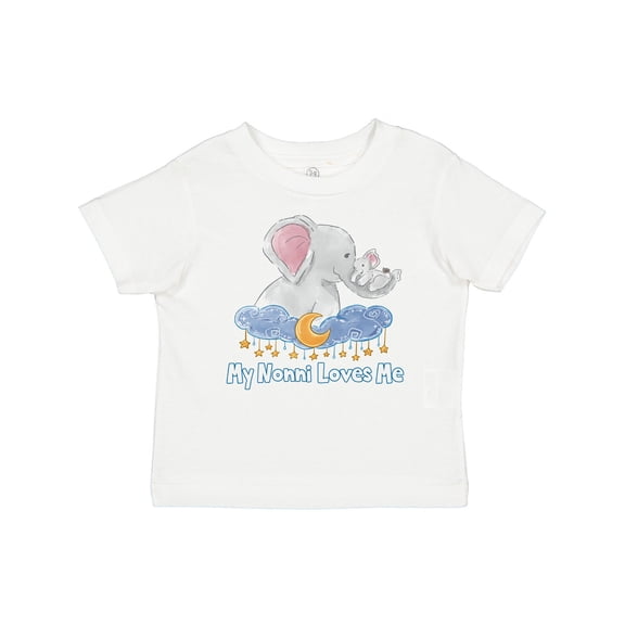 Inktastic My Nonni Loves Me Cute Elephants Clouds Moon and Stars Boys or Girls Baby T-Shirt