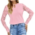 thumbnail image 2 of Vetsdori Crew neck Sweaters for Women Holiday Pullover Knitted Plain Pink Trendy Long Sleeve Womens Tops Soft, 2 of 3