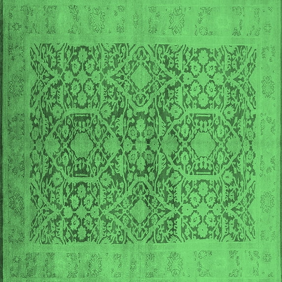 Ahgly Company Indoor Square Oriental Emerald Green Traditional Area Rugs, 8' Square