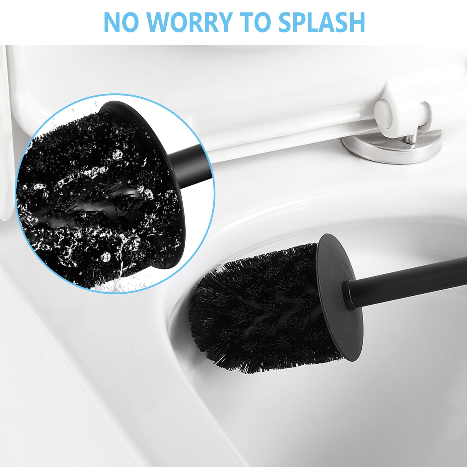 KLDKLD Toilet Brush,Toilet Brush and Holder for Bathroom Storage and Organization,Square Black Toilet Brush for Bathroom Made by High Quality Metal
