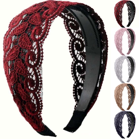 Brown Women's Fashion Headbands Plastic Non Slip Thin Knitted Hairbands Assorted Colors for Girls Summer Dress Outfit One Size