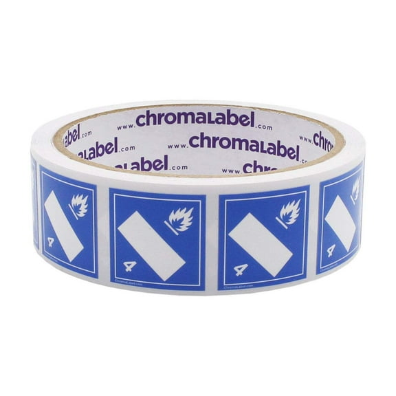 1" x 1" Permanent Durable D.O.T. Hazard Labels: Class 4 Blank Dangerous Wet, 250/Roll