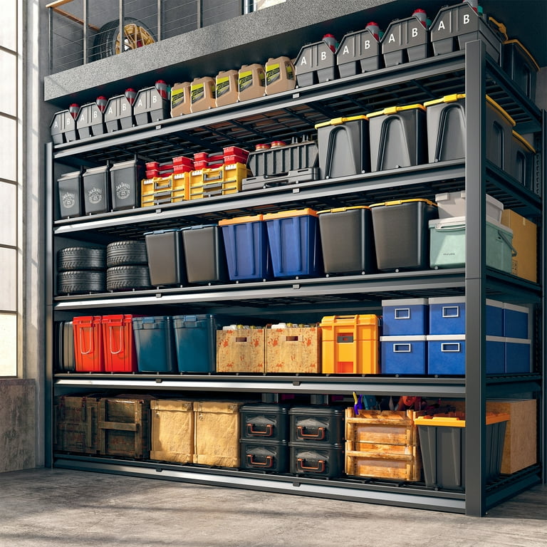 REIBII 60 W Garage Shelving Heavy Duty Storage Shelves 3000LBS Adjustable 5 Tier Metal Shelving Unit for Storage Rack 60 W x 24 D x 72 H