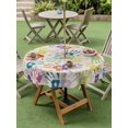 thumbnail image 4 of Outdoor Tablecloth with Umbrella Hole for Patio/Picnic/Party/Camping, Colorful Hand Print Waterproof Table Cloth Round Cover Washable, Cartoon Watercolor Graffiti Beige (Dia 60"), 4 of 8