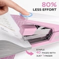 thumbnail image 2 of Effortless Stapler for Desk with 40-50 Sheet Capacity, 2000 Staples, 1-Touch Stapling, Ergonomic & Easy to Load Desktop Staplers, Heavy Duty Stapler, and Magnetic Staple Remover, Pink, 2 of 4