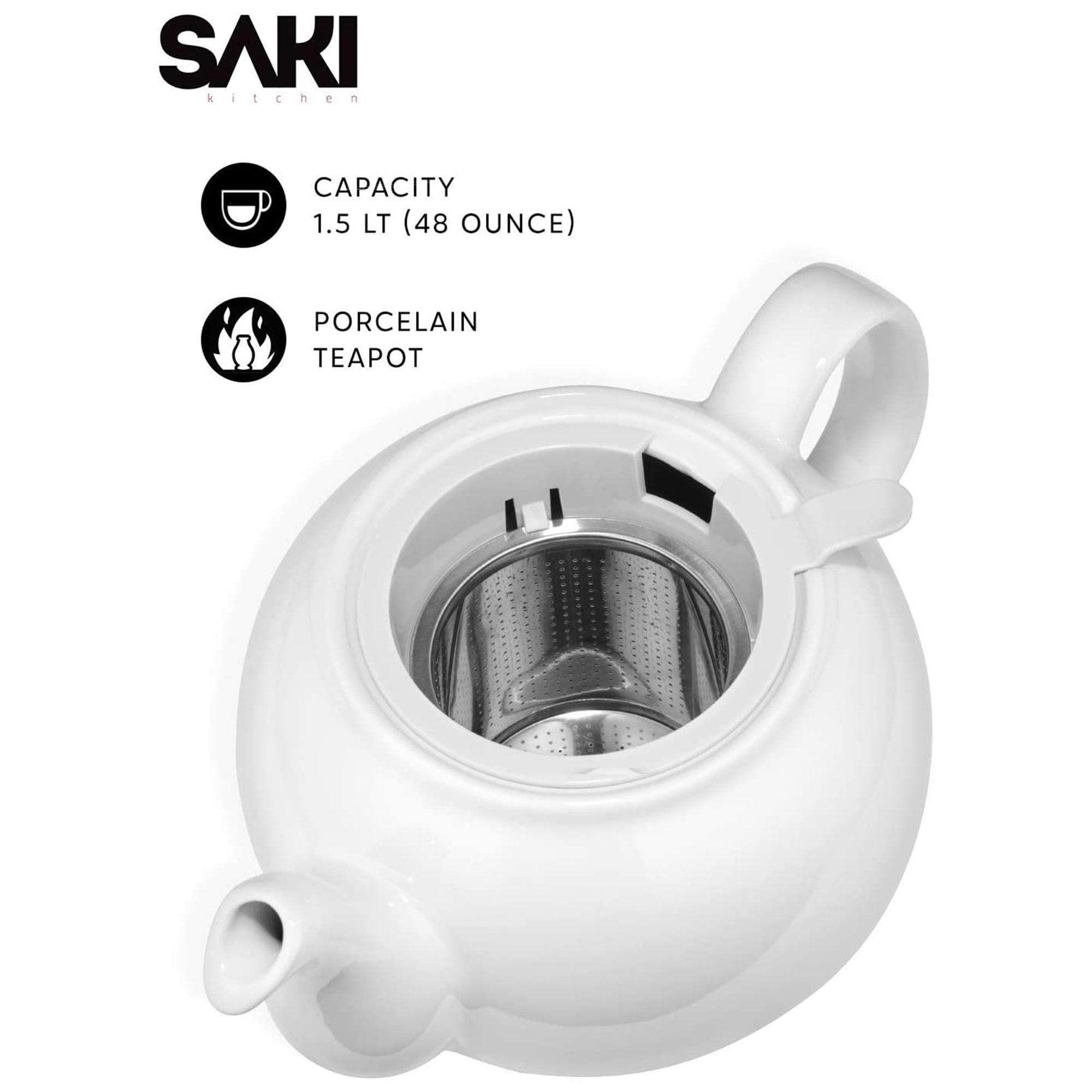 SAKI 95-DY94-6MWM Electric Samovar Stainless Steel Turkish Tea Maker, White  