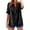A-Black1170, variant on Womens Half Button Side Split Linen Blouse Oversized Short Sleeve Split Neck Pullover Top Breathable Casual Beach Tops