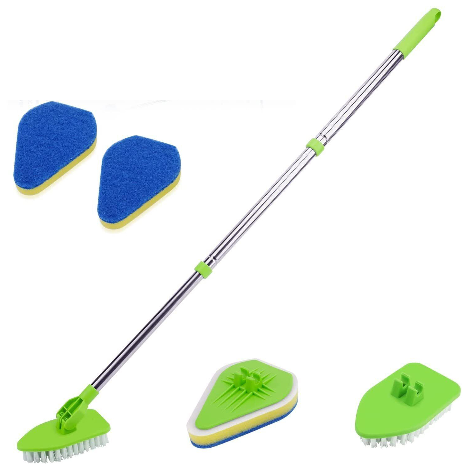 Tub and Tile Scrubber with Extendable Long Handle, 2in1 Scrub Brush