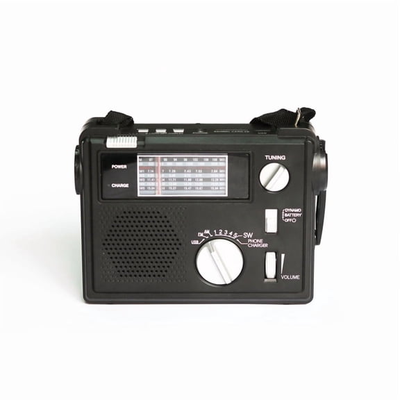 Emergency Radio Portable Emergency Radio Weather Alert Radio with Cellphone Charging Hand Crank & Battery Operated,1 x Radio,Black&White