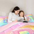 thumbnail image 4 of Erosebridal Rainbow Kids Pink Unicorn Full Size Comforter Sets,Initial Alphabet B Bedding Sets For Girls Teens,Reversible Pink 3-Piece, 4 of 7