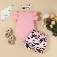 thumbnail image 4 of Newborn Baby Girl Summer Clothes Short Sleeve Heart Print Romper Bodysuit Camo Shorts Headband 3Pcs Set Cute Outfits Kaprioy Girls Summer Outfits, 4 of 6