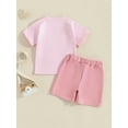thumbnail image 4 of Nygoyerh Toddler Baby Girls Summer Cute Outfits Short Sleeve Fuzzy Bear Embroidery Tops with Elastic Waist Shorts 2Pcs Infant Shorts Sets for Casual Daily 0-3 Years, 4 of 9