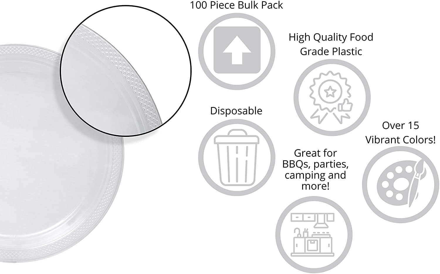 Buy Exquisite 9 Disposable Plastic Plates Bulk 100 Count Party Pack