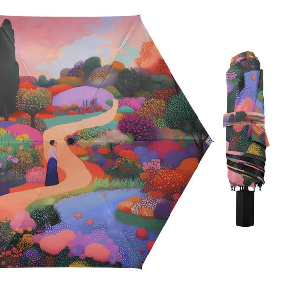 Compact Sun Umbrella Windproof Travel Umbrellas for Rain Strong Portable UV Protection Woman Walking in Garden