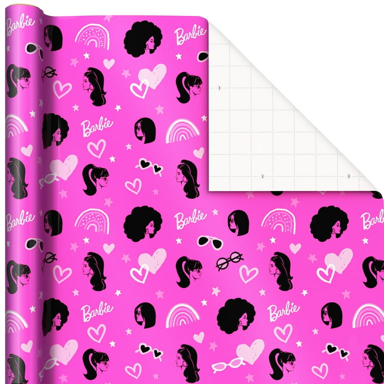 Hallmark Wrapping Paper 32 sq. ft. Barbie Icons on Pink Walmart