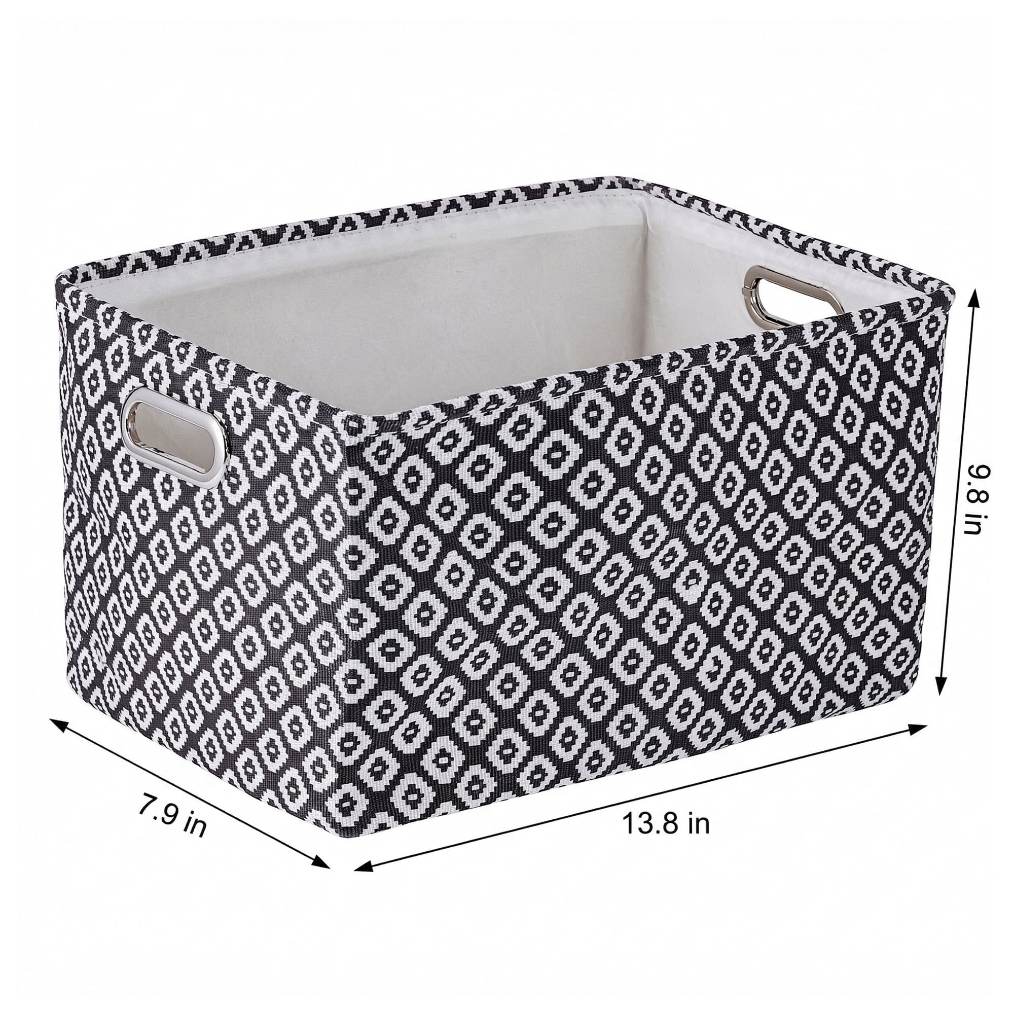 Unique Bargains 3Pcs Fabric Collapsible Storage Bin with Handles Black 13.8*9.8*7.9in