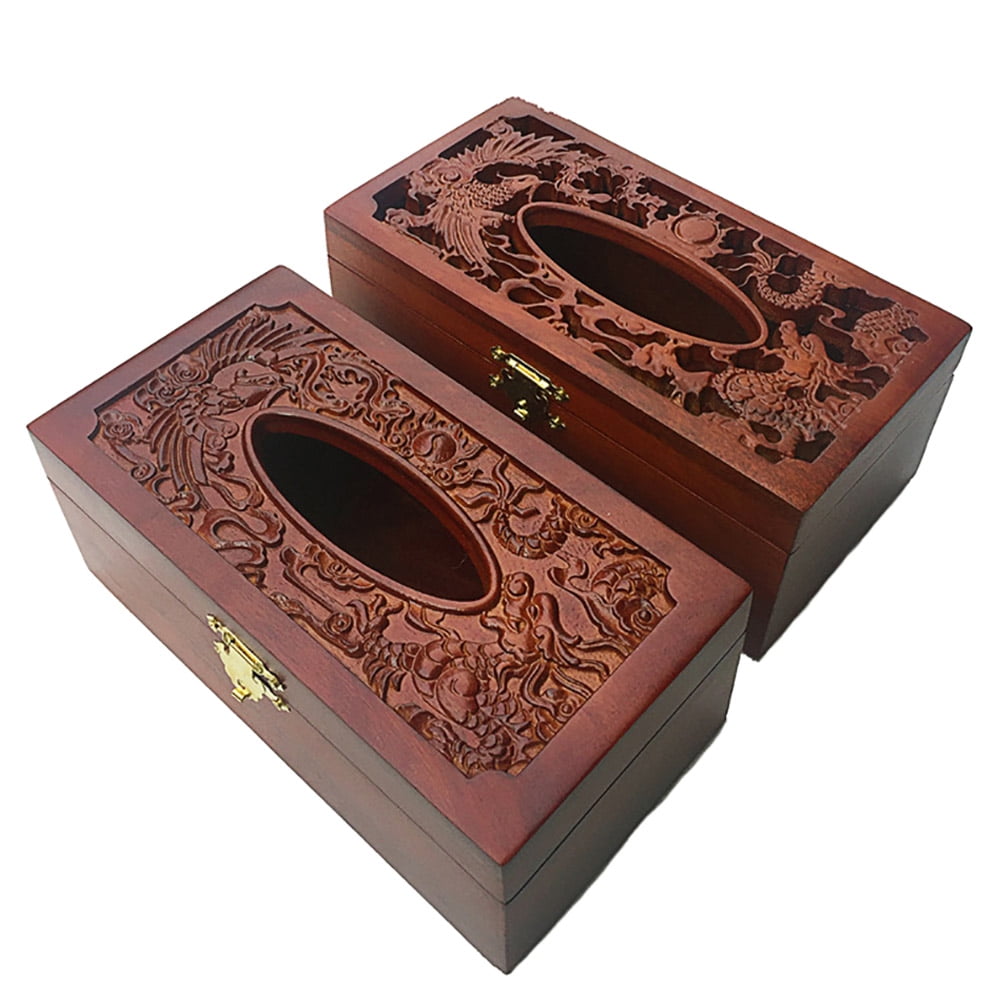 Black Special Handmade Antique Wooden Tissue Box Cover Holder Dispenser 