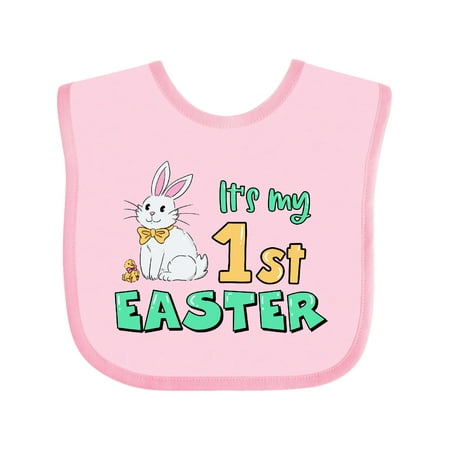 

Inktastic It s My 1st Easter with Cute Chick and Bunny Gift Baby Boy or Baby Girl Bib