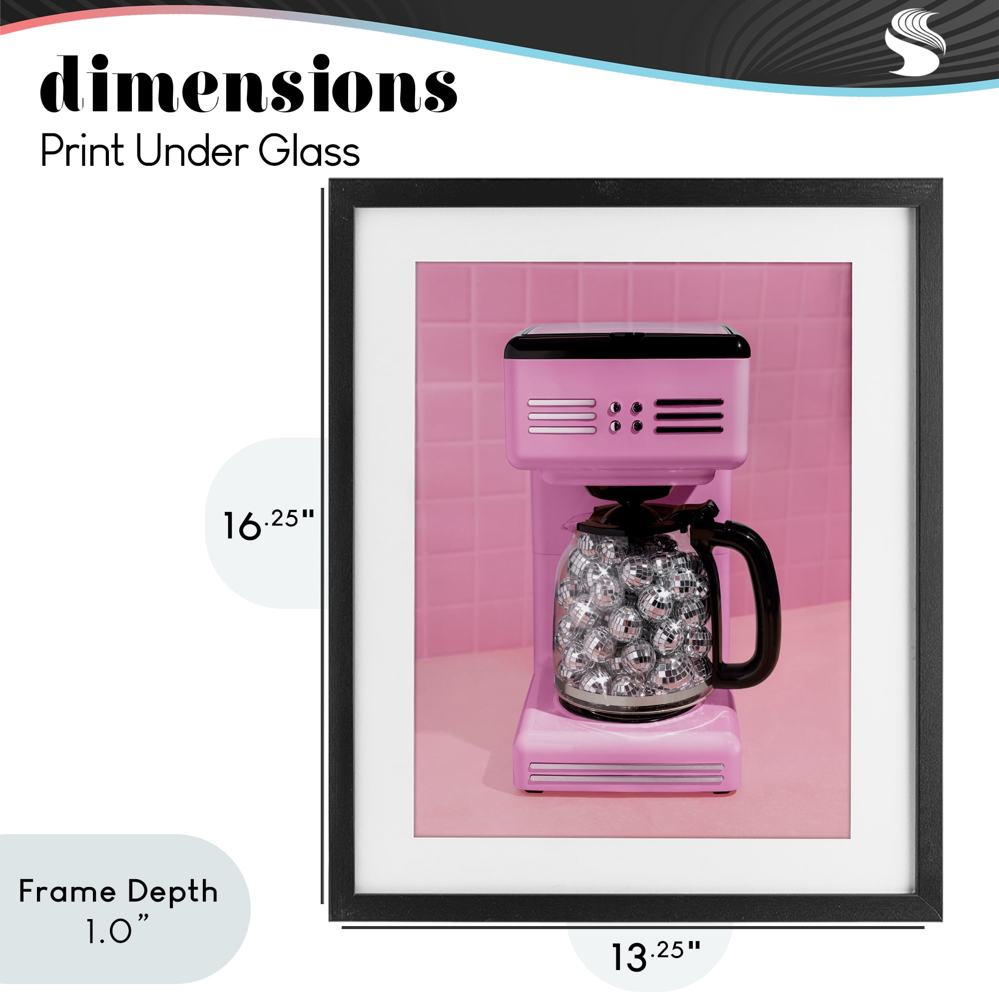 Stupell Industries Disco Coffee Over Pink Black Framed Print Under Glass, design by LISH Creative