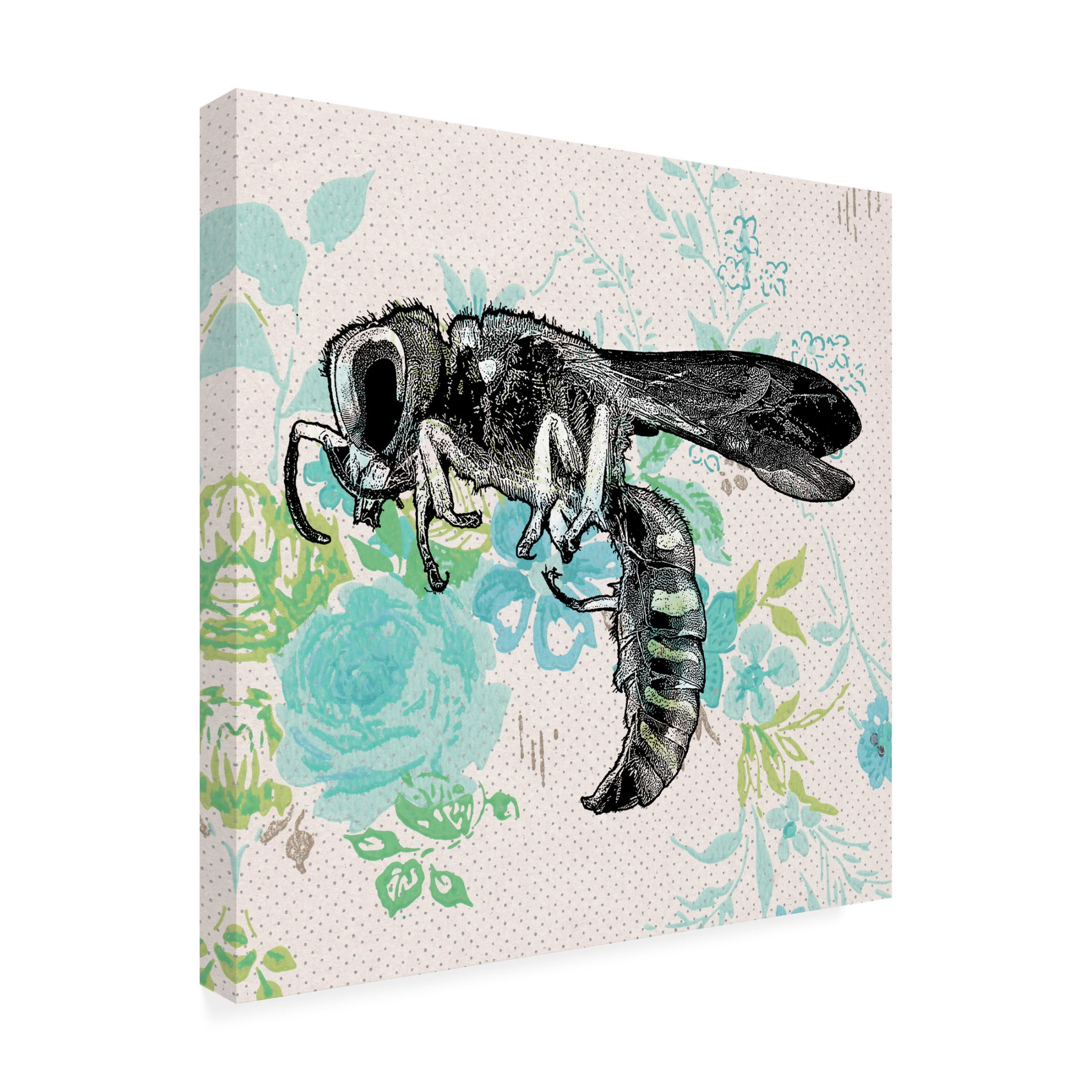 Canvas Wall Art - Dean Russo- Exclusive 'Bee Wallpaper Square' Wall Art for Living Room, Bedroom, or Office Décor by Trademark Fine Art - 35 x 35 Inches