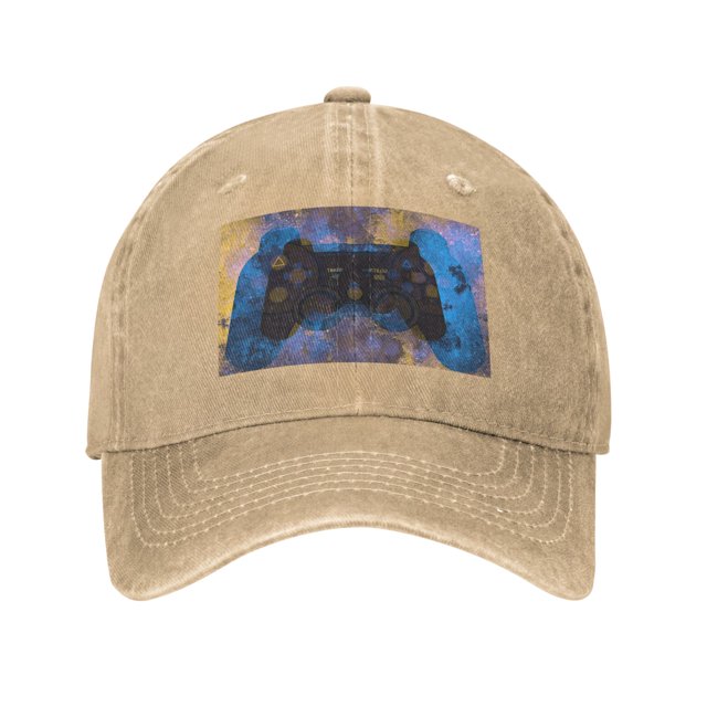 DouZhe Adjustable Washed Cotton Baseball Cap - Game Controller Gaming Gamepad Prints Vintage Dad Hat Unisex Sports Caps (Yellow)