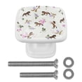 thumbnail image 1 of 4 Pieces Set Drawer Pulls Handle Square Wardrobe Cabinet Knobs with Stainless Steel Screws Furniture Kitchen Decor, 1 of 5