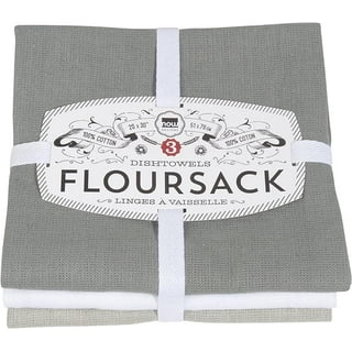 Now Designs Floursack Kitchen Towels, Set of Three, Black/Oyster/White