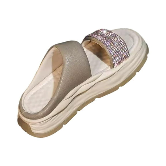 Women Sandals Beach Sandals Lightweight Sequins Waterproof Anti Slip Casual Slippers Open Toe Thick Sole Flatform Shoes Slip on Flat Sandal 35