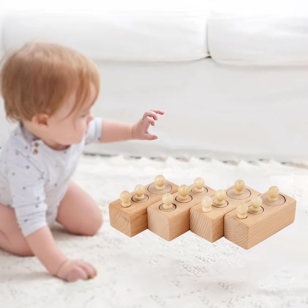 4 bloques de cilindros con pomo Montessori, de práctica de , juegos de educativos tempranos, juguetes para en primario Salvador cilindros de zócalo
