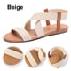 thumbnail image 5 of Sandalias Planas Elásticas para Mujer Elegantes Con Correa Cruzada Viajes Al Aire Libre (Beige 37), 5 of 8
